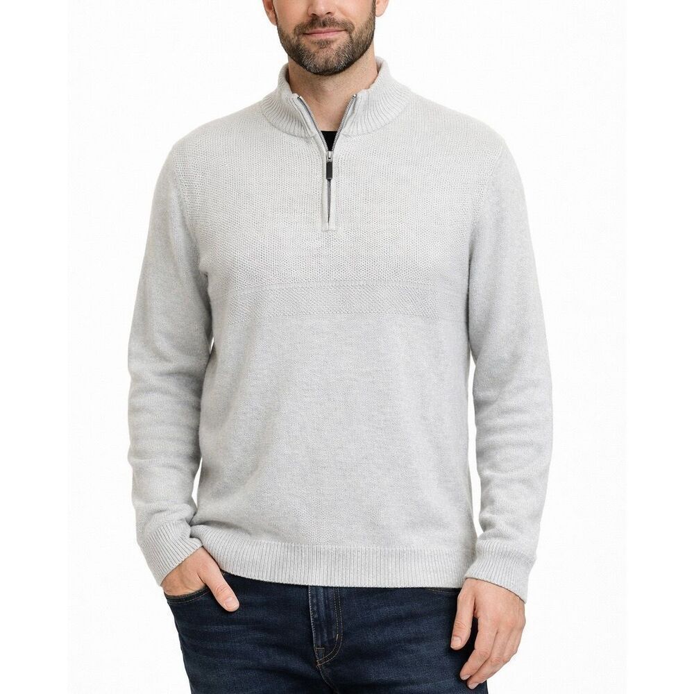 Nordstrom Men’s Shop cotton cashmere waffled quarter zip pullover sweater xxl